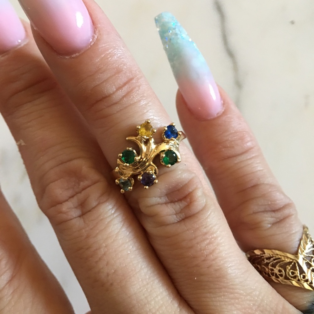 10k  gold 6 stones mother’s  ring size 6 - Picture 5 of 7